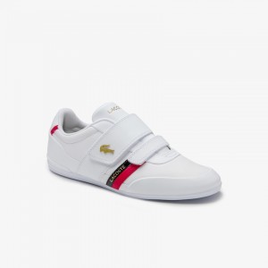 Tenis Lacoste Masculino Branco Vermelhas Misano Strap Leather and Synthetic KU1-45264S2