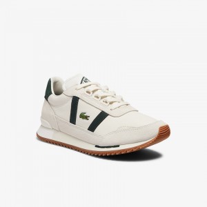 Tenis Lacoste Feminino Bege Verdes Partner Retro Leather OQ3-67246T2