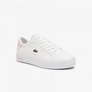 Tenis Lacoste Feminino Branco Luz Rosa Powercourt Leather and Synthetic AE3-05250O5