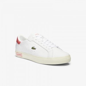 Tenis Lacoste Masculino Branco Rosa Powercourt Smooth Leather BJ3-85598V7