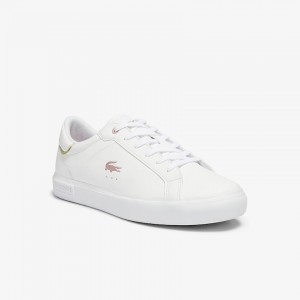 Tenis Lacoste Criança Branco Rosa Powercourt Synthetic Metallic Accent VS8-50125P9