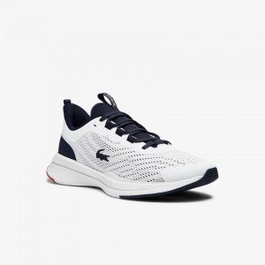 Tenis Lacoste Feminino Branco Azul Marinho Run Spin Textile RN3-44084G5