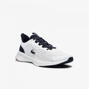 Tenis Lacoste Masculino Branco Azul Marinho Run Spin Textile WL7-87278P1