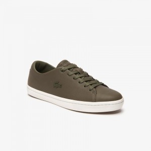 Tenis Lacoste Feminino Caqui Escuro Branco Showcourt 2.0 Leather ER5-80428C3