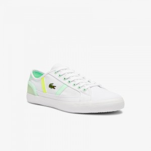 Tenis Lacoste Masculino Branco Luz Verdes Sideline Canvas TW8-63416K3