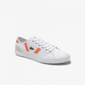 Tenis Lacoste Feminino Branco Laranja Sideline Canvas and Suede RY1-90149I1