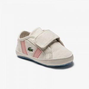 Tenis Lacoste Criança Branco Luz Rosa Sideline Crib Canvas FX2-81118C9