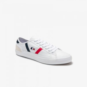 Tenis Lacoste Masculino Branco Bege Sideline Leather Tricolore PX8-67246A4