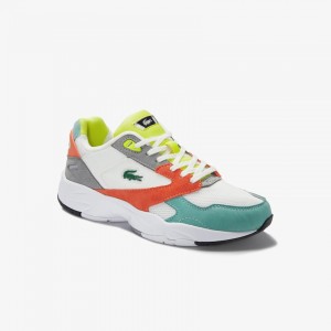 Tenis Lacoste Feminino Laranja Luz Verdes Storm 96 LO Mesh and Leather LM0-91099C2