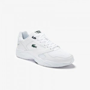 Tenis Lacoste Masculino Branco Verdes Escuro Storm 96 LO Textile and Leather MB8-55685O8