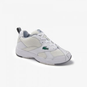 Tenis Lacoste Masculino Branco Branco Storm 96 Leather and Textile WW0-55835D0