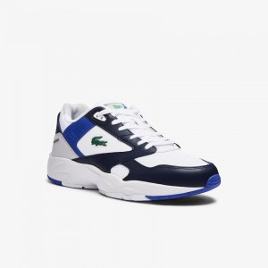 Tenis Lacoste Masculino Branco Azul Marinho Storm 96 Lo Mesh Color-Pop SQ7-39073O5
