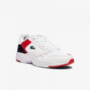 Tenis Lacoste Masculino Branco Vermelhas Storm 96 Lo Mesh Colour-Pop YS0-89328V1