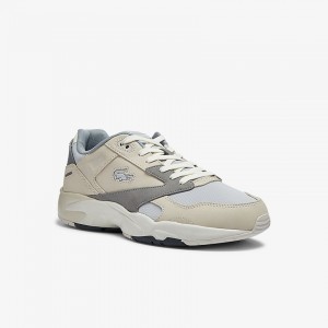 Tenis Lacoste Masculino Bege Cinzentas Storm 96 Lo Nubuck Leather NK0-87738R7
