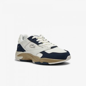 Tenis Lacoste Feminino Branco Azul Marinho Storm 96 Lo Nubuck Leather CU5-26152T2