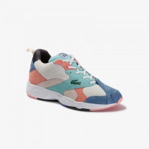 Tenis Lacoste Masculino Branco Azuis Storm 96 Mesh and Suede NI1-56915V3