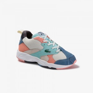 Tenis Lacoste Feminino Branco Azuis Storm 96 Textile and Suede WB8-26422P9
