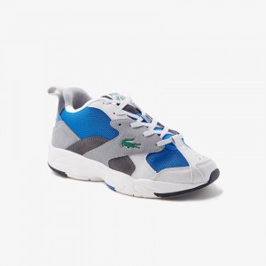 Tenis Lacoste Masculino Cinzentas Azuis Storm 96 Textile and Suede UQ5-30993T3