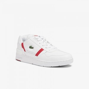 Tenis Lacoste Masculino Branco Vermelhas T-Clip Leather TV2-92879X9
