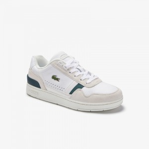 Tenis Lacoste Feminino Branco T-Clip Leather and Suede HA2-45134J5