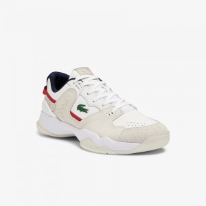 Tenis Lacoste Masculino Branco Bege T-Point Leather and Suede UD9-84768X5
