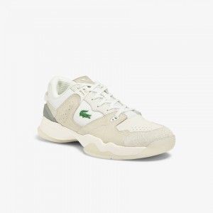 Tenis Lacoste Masculino Branco Branco T-Point Leather and Suede HZ2-05270N1