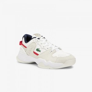 Tenis Lacoste Feminino Branco Bege T-Point Nubuck Leather UY4-09080O6