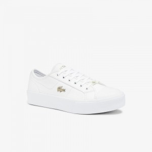 Tenis Lacoste Feminino Branco Ziane Plus Grand Leather PS1-04490T2