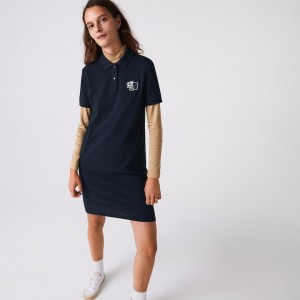 Vestido Lacoste Feminino Azul Marinho Azuis Badge Polo FT9-32803N8