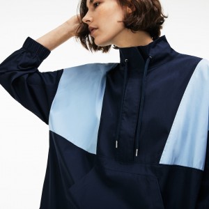 Vestido Lacoste Feminino Azuis Luz Azuis LIVE Colorblock Cotton Poplin Sweatshirt TZ1-72237F0