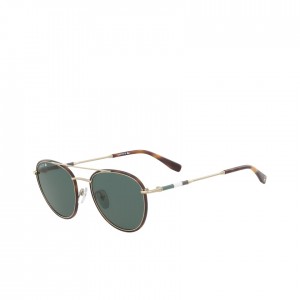 Óculos de Sol Lacoste Masculino Douradas Escuro Oval Metal Novak Djokovic Collection KM2-50995W3