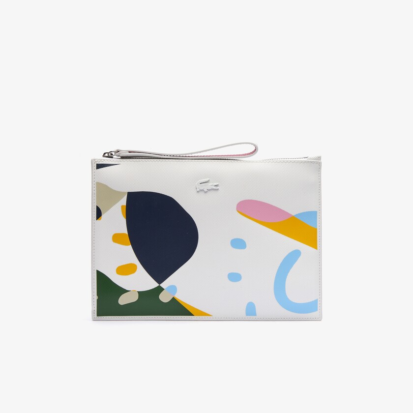 Acessorios Lacoste Feminino Branco Anna Abstract Design Coated Canvas Clutch HS1-06190Y4