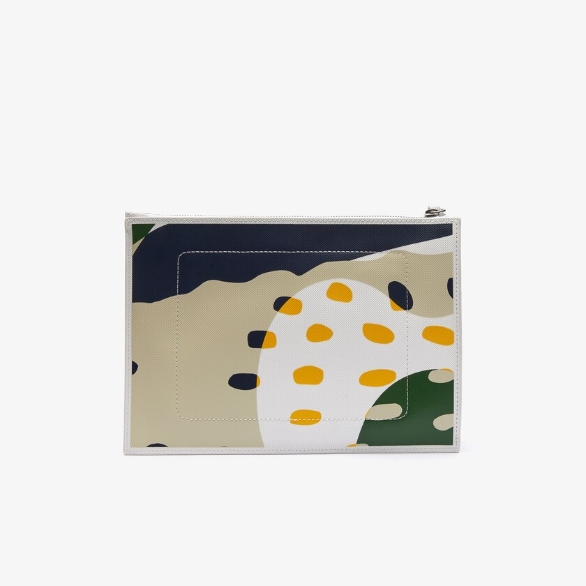 Acessorios Lacoste Feminino Branco Anna Abstract Design Coated Canvas Clutch HS1-06190Y4