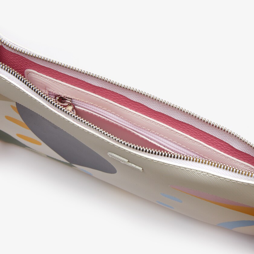 Acessorios Lacoste Feminino Branco Anna Abstract Design Coated Canvas Clutch HS1-06190Y4