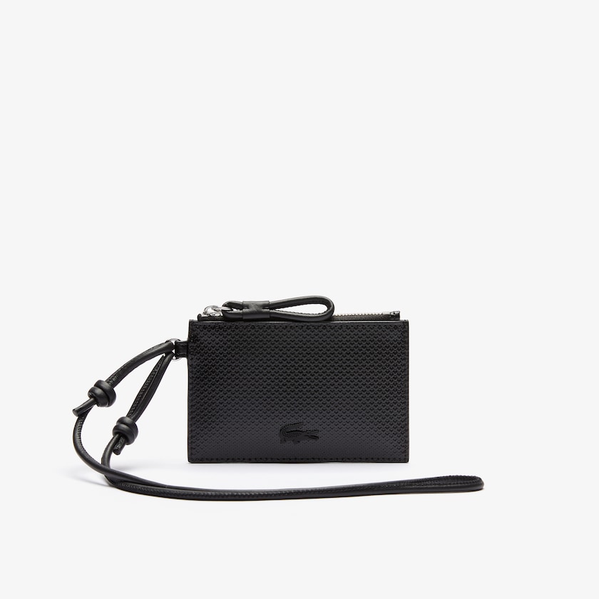 Acessorios Lacoste Feminino Pretas Chantaco Matte Piqué Leather Zip Badge Holder JN5-02440V5