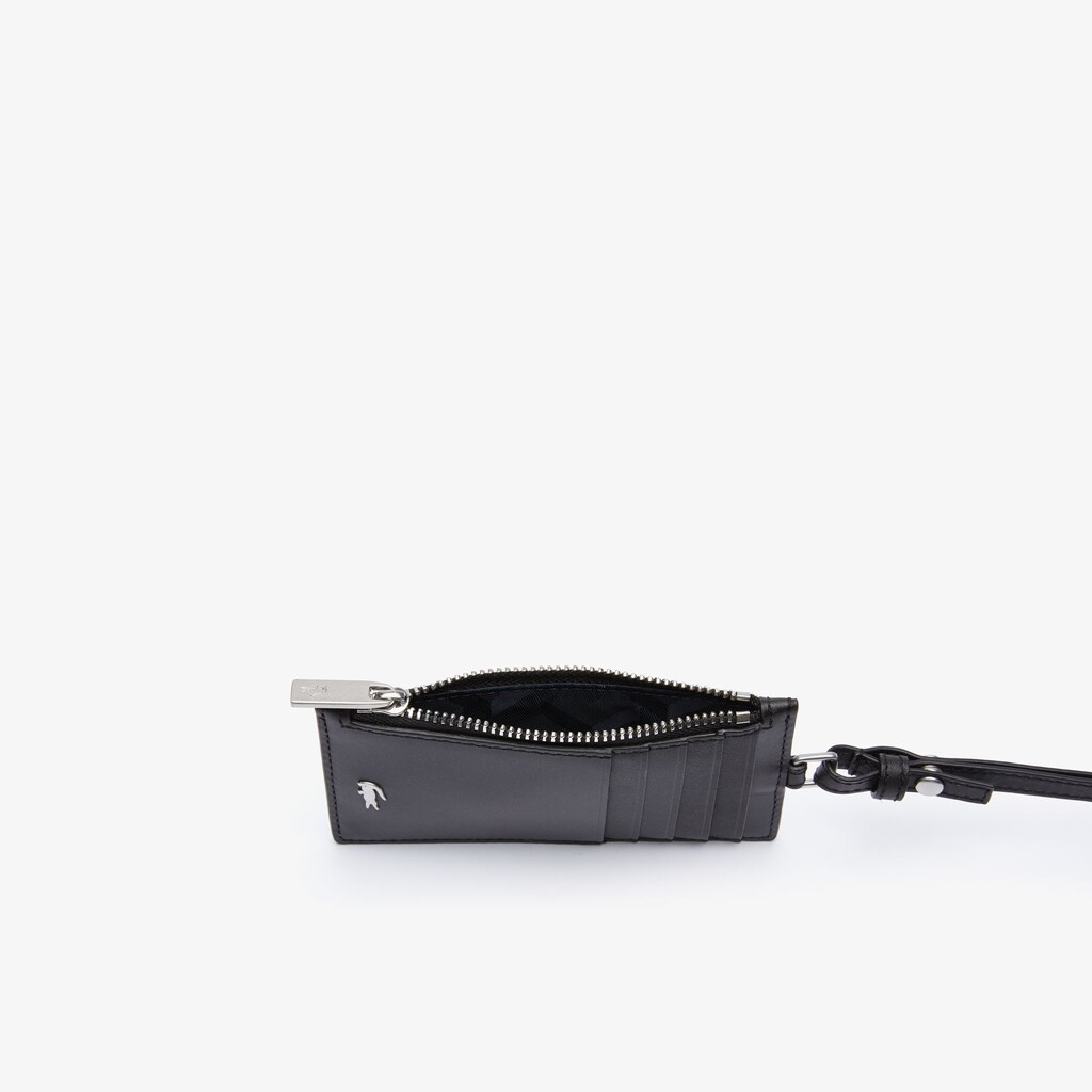 Acessorios Lacoste Masculino Pretas Fitzgerald Leather Neck Strap Zippered Card Holder DT5-03510R6