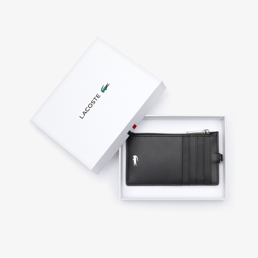 Acessorios Lacoste Masculino Pretas Fitzgerald Leather Neck Strap Zippered Card Holder DT5-03510R6