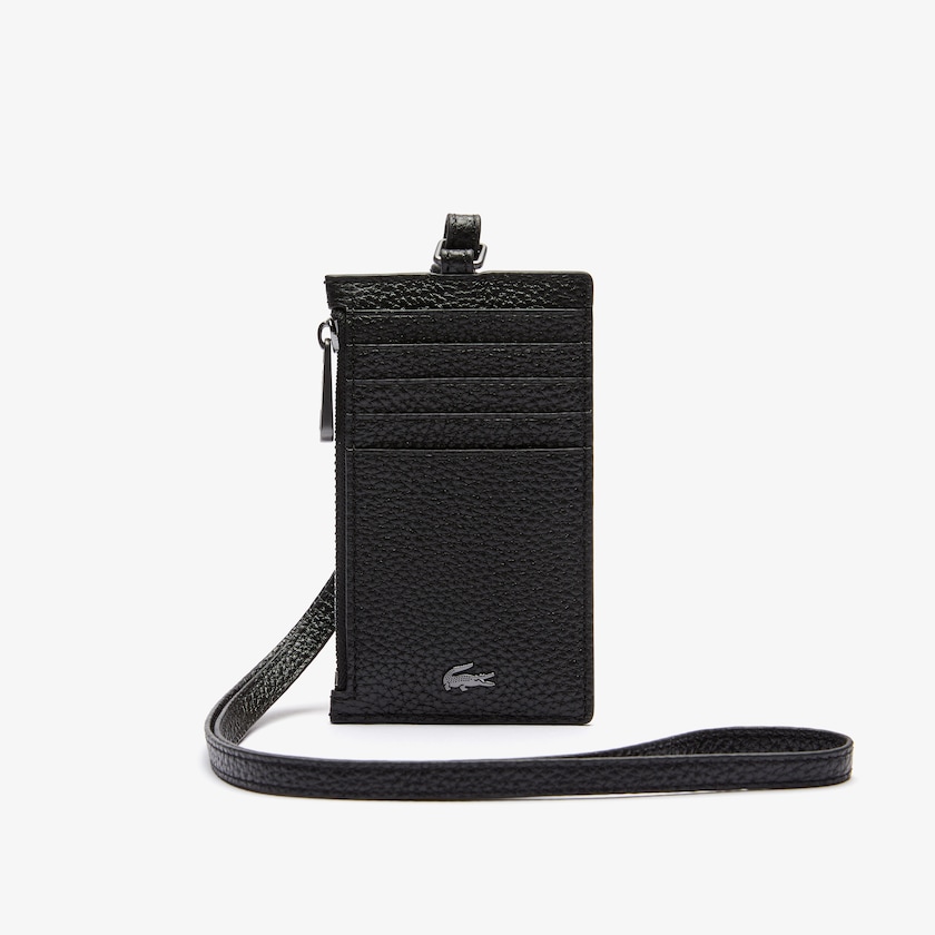 Acessorios Lacoste Masculino Pretas Soft Mate Full-Grain Leather Zippered Badge Holder WG2-56515I9