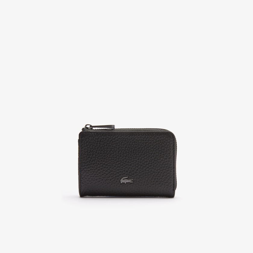 Acessorios Lacoste Masculino Pretas Soft Mate Matte Full-Grain Leather Zippered Card Holder DP9-54985K3