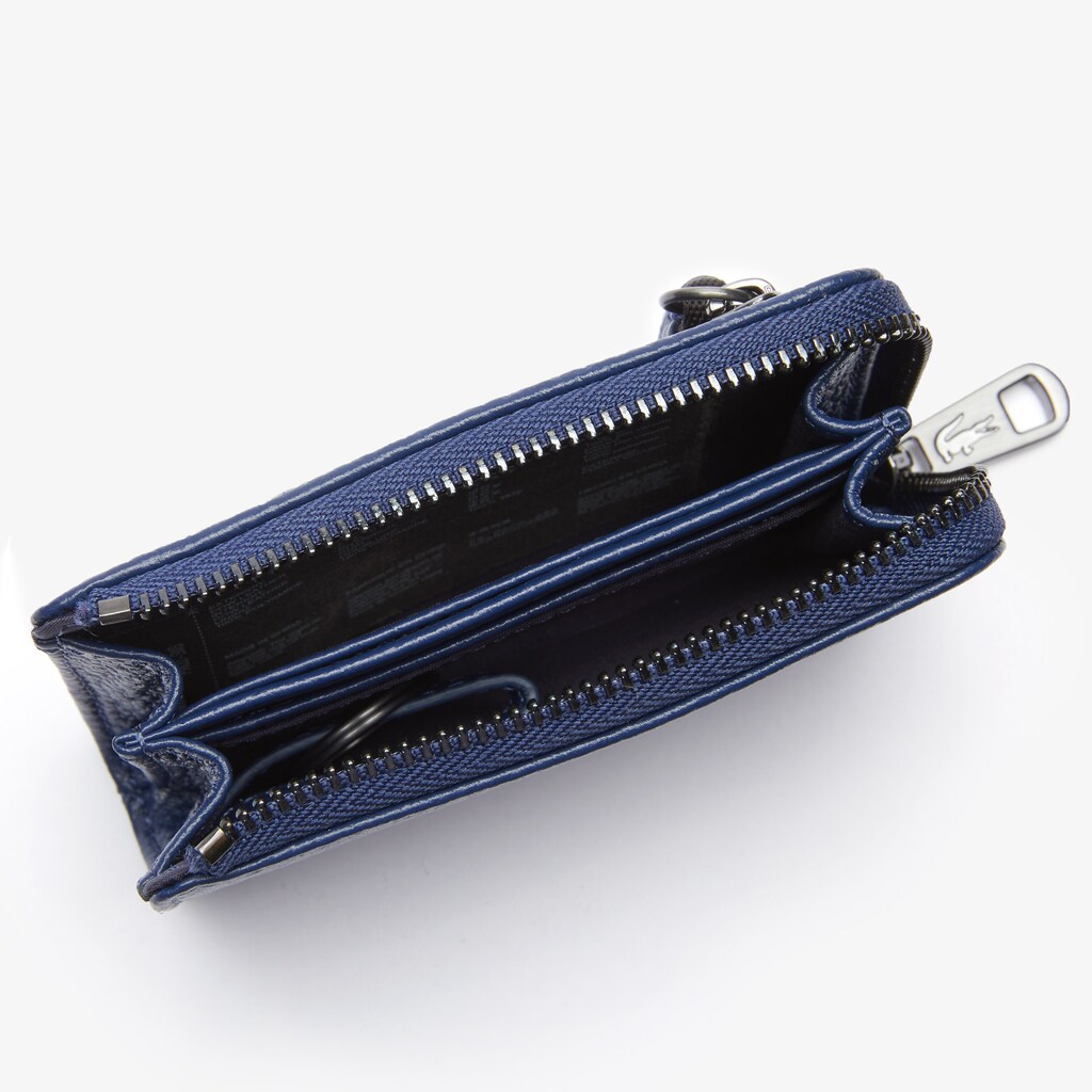 Acessorios Lacoste Masculino Azuis Escuro Soft Mate Matte Full-Grain Leather Zippered Card Holder RT9-99199Q3