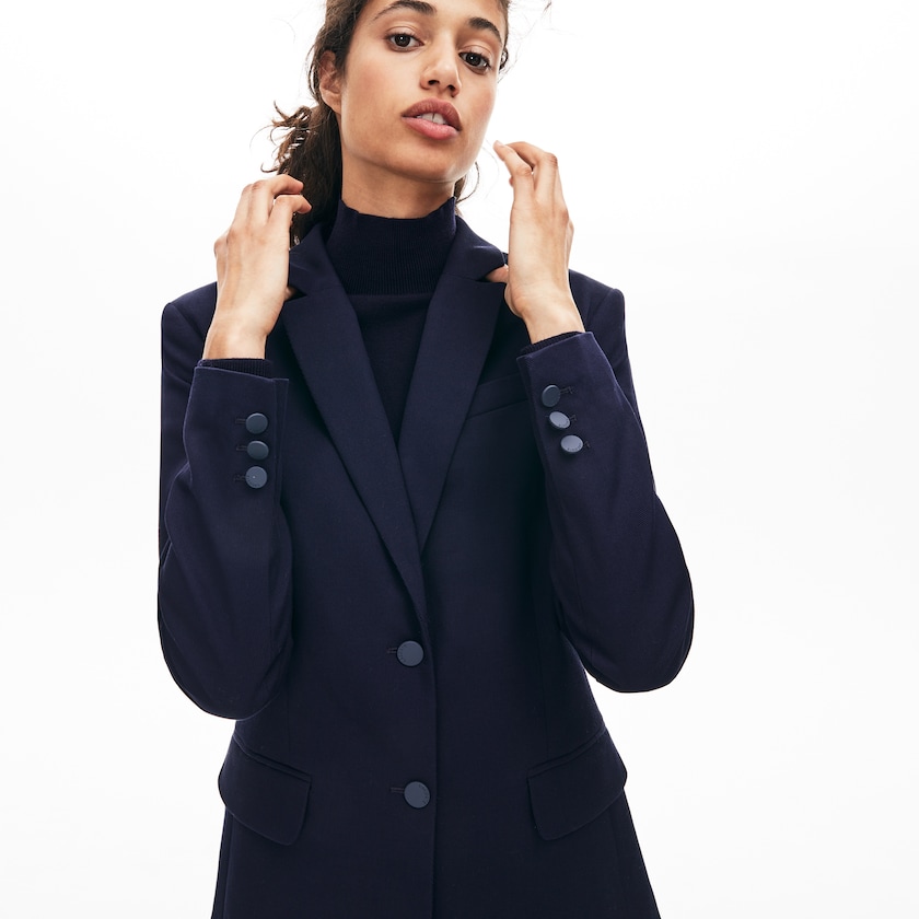 Blazers Lacoste Feminino Azul Marinho Azuis Fitted Stretch Cotton PY8-28822A4