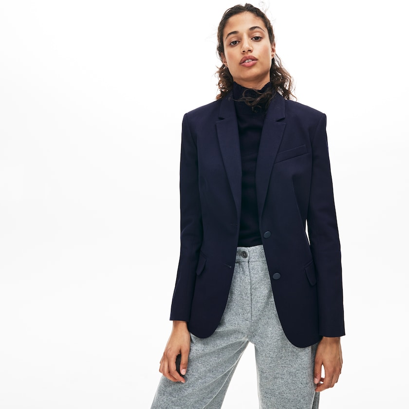Blazers Lacoste Feminino Azul Marinho Azuis Fitted Stretch Cotton PY8-28822A4