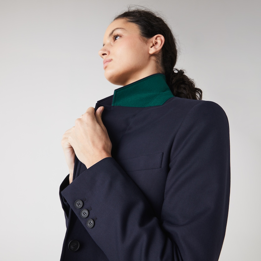 Blazers Lacoste Feminino Azul Marinho Azuis Pocketed Cotton And Wool Straight Fit ZG4-56865W9