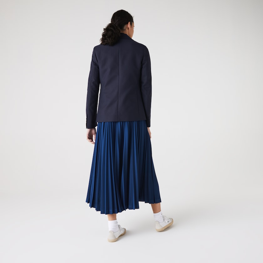 Blazers Lacoste Feminino Azul Marinho Azuis Pocketed Cotton And Wool Straight Fit ZG4-56865W9