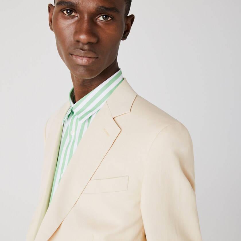 Blazers Lacoste Masculino Bege Straight Fit Cotton-Linen QU9-92949Q5