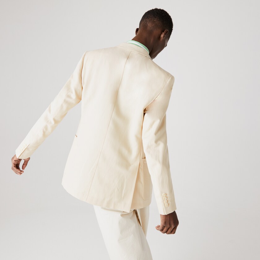 Blazers Lacoste Masculino Bege Straight Fit Cotton-Linen QU9-92949Q5