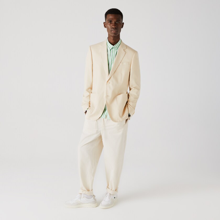 Blazers Lacoste Masculino Bege Straight Fit Cotton-Linen QU9-92949Q5