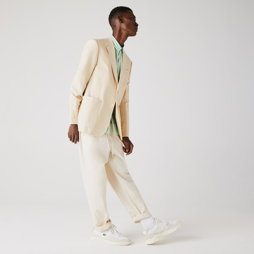 Blazers Lacoste Masculino Bege Straight Fit Cotton-Linen QU9-92949Q5