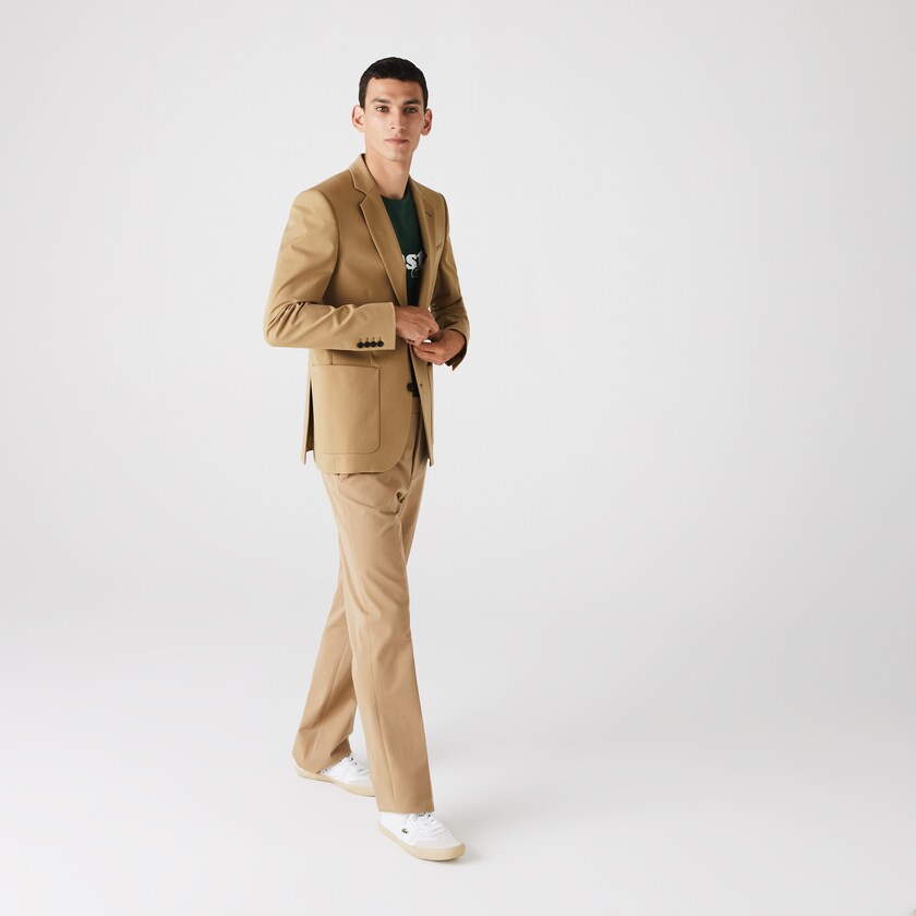 Blazers Lacoste Masculino Bege Stretch Buttoned Straight Fit Cotton DS5-99999N7