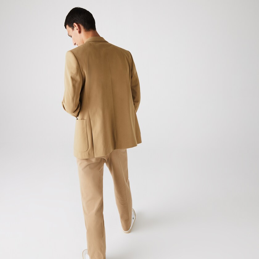 Blazers Lacoste Masculino Bege Stretch Buttoned Straight Fit Cotton DS5-99999N7